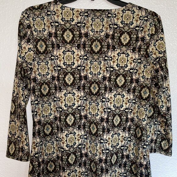 Emma James Blouse Women’s Small V Neck 3/4 Sleeves Geometric Ladies - Picture 7 of 9